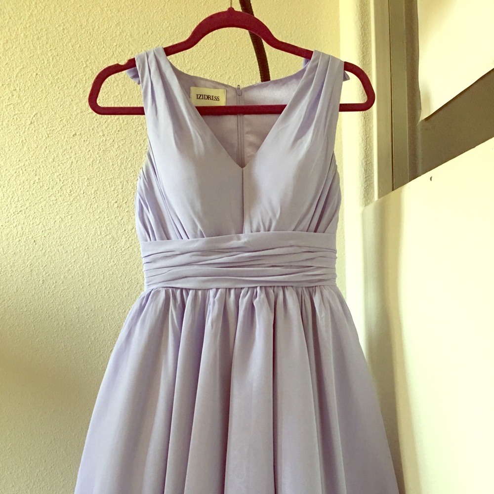 Light lavender A-line Knee-length Chiffon Dress